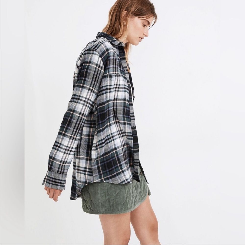 Madewell‎ Flannel Sunday Shirt in Cronston Plaid XS blue and pink oversized